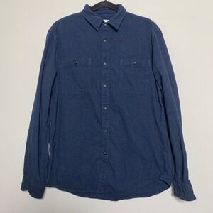 Sonoma Goods for Life‎ Mens Medium Blue Cotton Flannel Button Down Long Sleeve